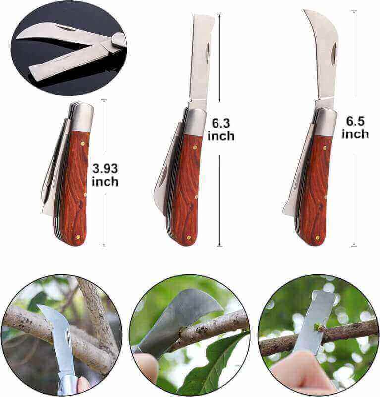 Upgrage Garden Grafting Tools, 2 in 1 Garden Pruning Tools Including Grafting Knife, Pruning Shears, Replacement Blades Grafting Tapes and Labels for Plant Branch Fruit Tree Cutting Pruner Tool Kits