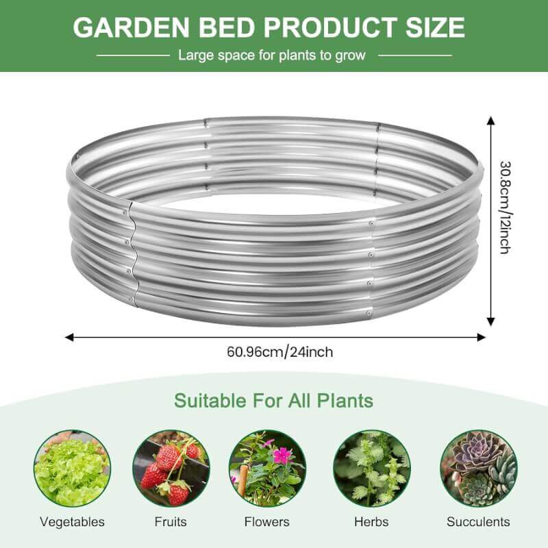 2pack 8×4×1ft Raised Garden Bed，Outdoor Galvanized Planter Boxes, Oval Large Metal Raised Garden Beds for Vegetables