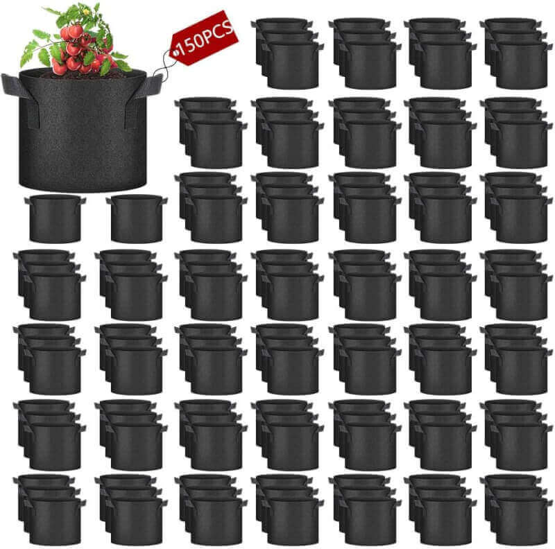 Airsnigi 100 Pack 10 Gallon Grow Bags Bulk Heavy Duty Fabric Pots Nonwoven Plants Bag with Handles, Breathable Plant Growing Containers Bags for Garden Fruit Vegetable Flower