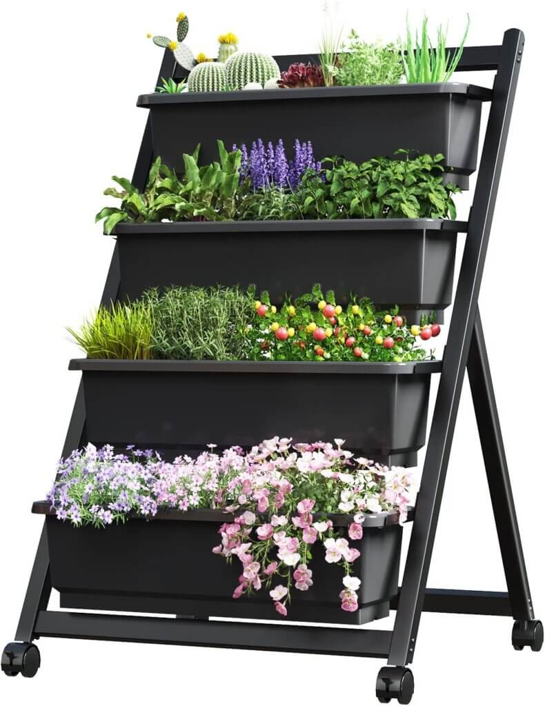 fleximounts vertical raised garden bed wwheels4 tiers freestanding vertical garden planters with lockable caster wheels