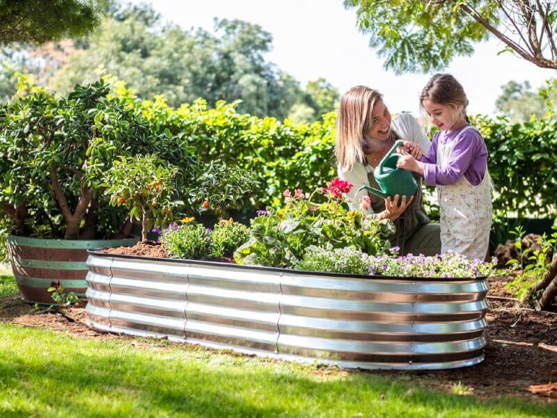 Galvanized Raised Garden Beds Outdoor // 8×4×1 ft Planter Raised Beds for Gardening, Vegetables, Flowers // Large Metal Garden Box (Silver) // Patent Pending Tool-Free Assembly