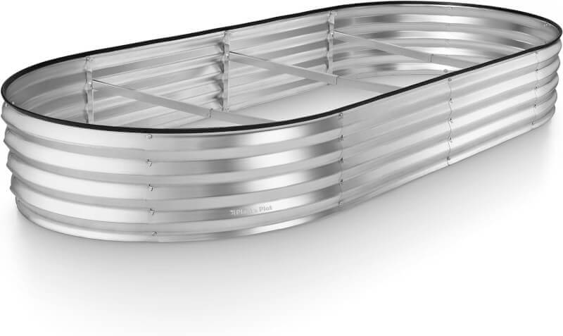 Galvanized Raised Garden Beds Outdoor // 8×4×1 ft Planter Raised Beds for Gardening, Vegetables, Flowers // Large Metal Garden Box (Silver) // Patent Pending Tool-Free Assembly