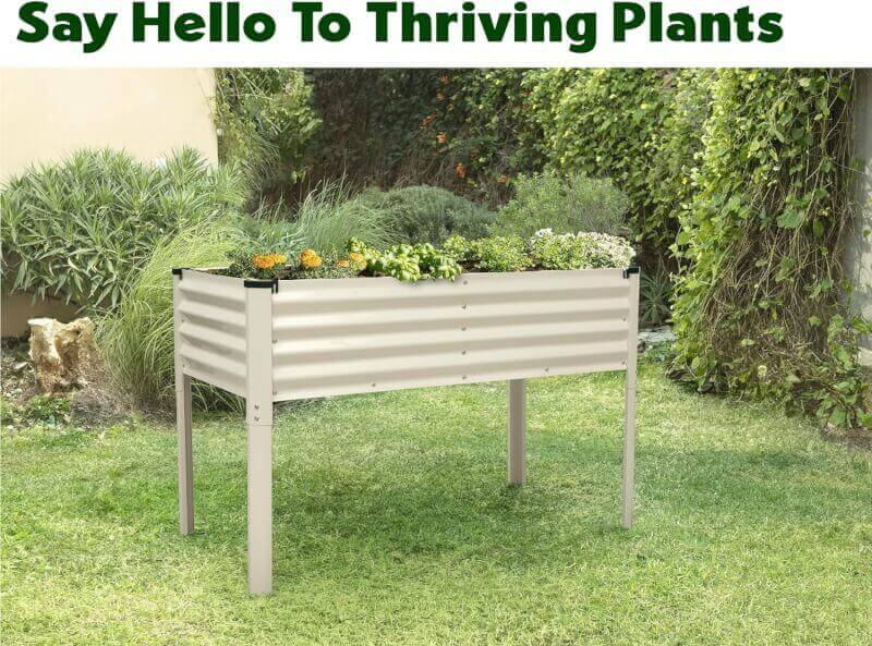 Galvanized Raised Garden Beds Outdoor with Legs // 48×24×31in Elevated Planter Box for Vegetables, Flowers // Large Metal Garden Bed for Backyard Patio Gardening (Silver)