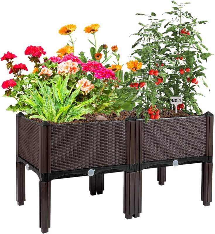 Raised Garden Bed with Legs Planters for Large planters Outdoor Plants Elevated Plastic Garden Planter Boxes Plant pots for Patio Backyard Porch Deck to Planting Flowers Vegetables and Herbs…