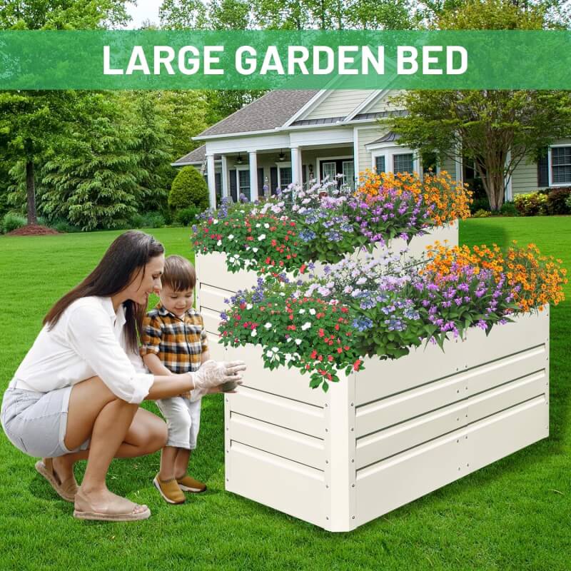 SnugNiture 4x2x2FT Raised Garden Bed Galvanized Planter Garden Boxes Outdoor, Deep Root Planter Raised Bed for Vegetables Flowers Herbs,Brown