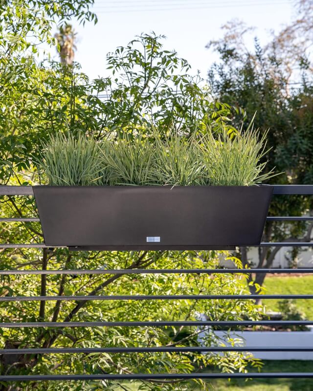 Veradek Pure Series Railing Planter - Plastic Hanging Planter for Outdoor Balcony/Fence | Durable All-Weather Use with Adjustable Brackets | Modern Décor for Flowers, Succulents, Hanging Plants