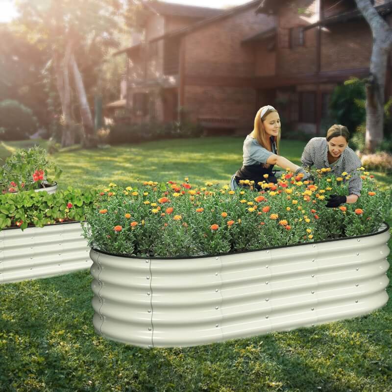 Winpull Raised Garden Bed Kit, Large Galvanized Planter Garden Boxes Outdoor with Safety Edging and Gloves, Metal Raised Garden Beds for Gardening Vegetables,Fruits,Flower(6x3x1FT)