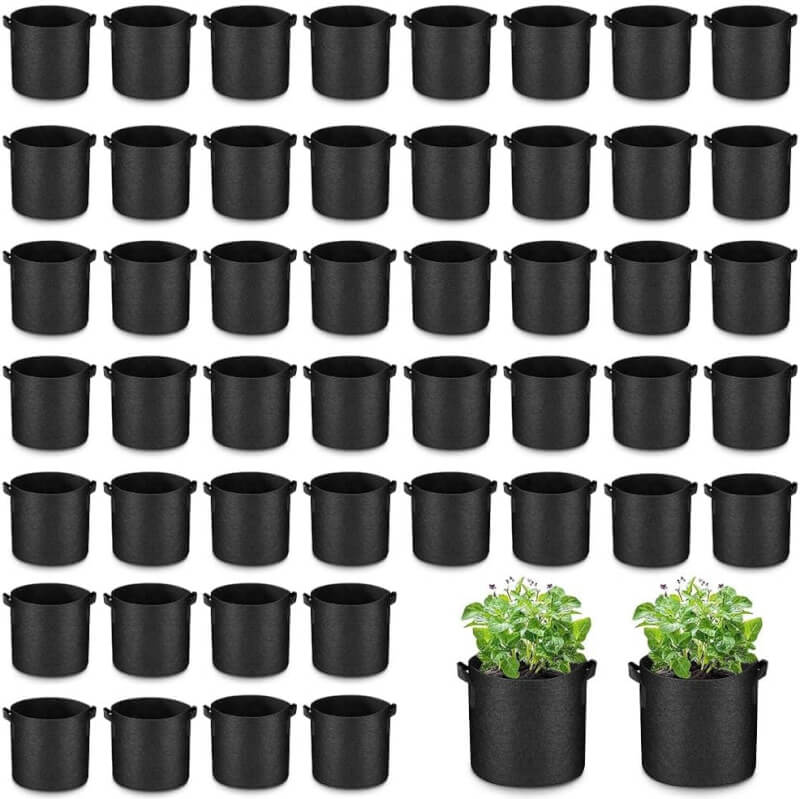 50 Pack 10 Gallon Grow Bags Fabric Pots with Handles Aeration Grow Pots Garden Plant Bags for Gardening, Plant and Vegetables, Black