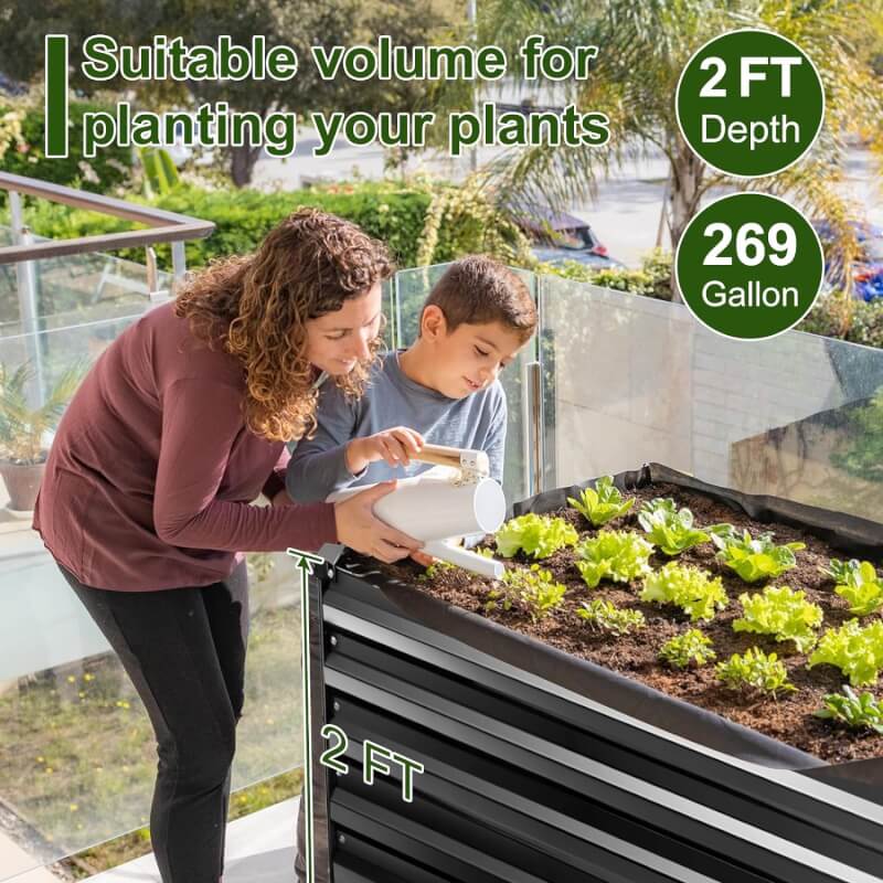 EDOSTORY Raised Bed Garden Bed Kit, 5x5x1ft Galvanized Planter Tall Raised Garden Boxes Outdoor, Large Metal Raised Garden Beds for Vegetables, Flowers, Herbs