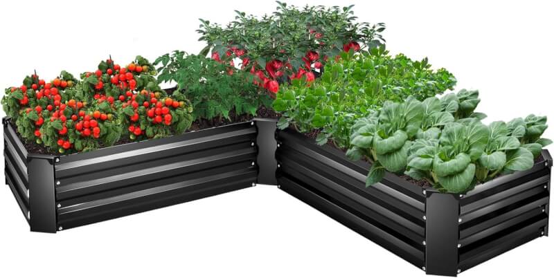 EDOSTORY Raised Bed Garden Bed Kit, 5x5x1ft Galvanized Planter Tall Raised Garden Boxes Outdoor, Large Metal Raised Garden Beds for Vegetables, Flowers, Herbs