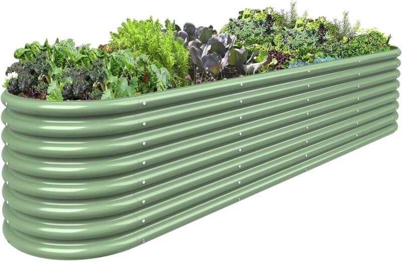 FRIZIONE 8FT(L)×2FT(W)×2FT(H) Raised Garden Bed Outdoor, 9 in 1 Adjustable Raised Garden Beds for Flower, Raised Planter Box Outdoor for Herb, Vegetable-Light Green