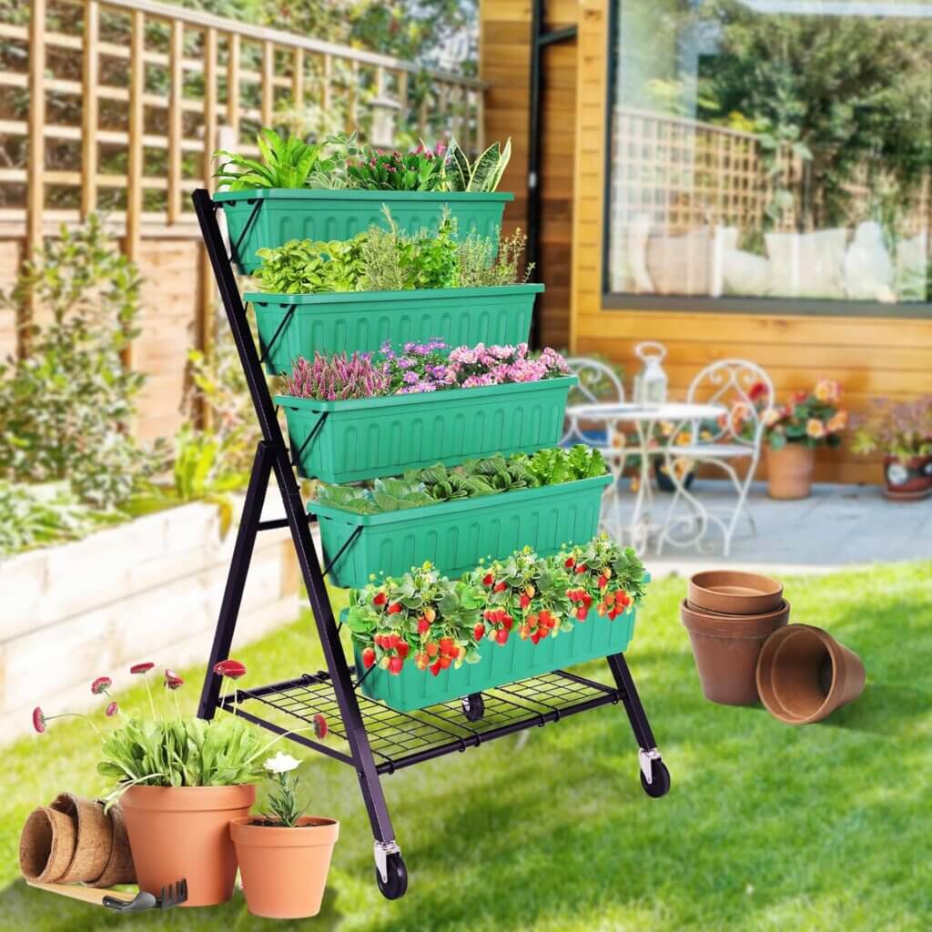 homdox vertical raised garden bed 5 tiers elevated garden planters 255 26 45inch indoor outdoor raised planter box with