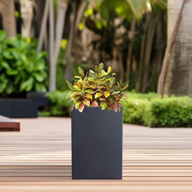 Kante 18.5,15.7,12.6 H Tall Rectangular Concrete Planters Set of 3, Outdoor Indoor Lightweight Plant Pots with Drainage Hole and Rubber Plug, Modern Style for Home Garden Patio, Charcoal