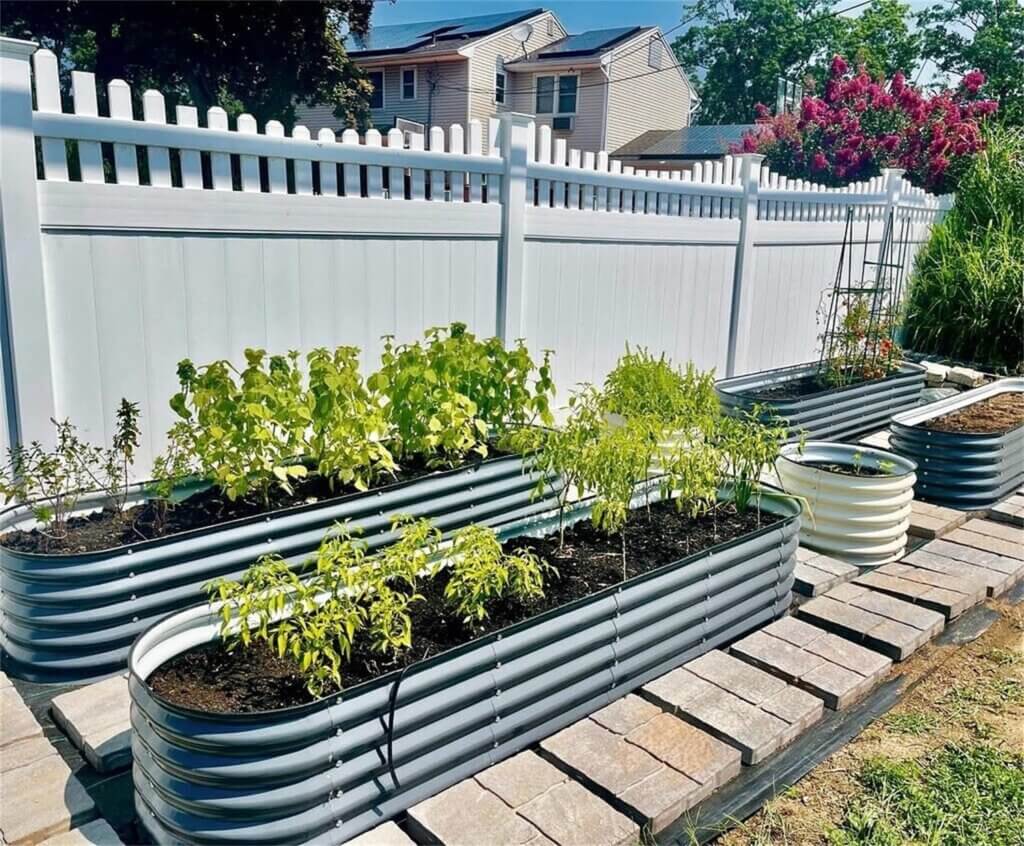 vego garden raised garden bed kits 17 tall 9 in 1 8ft x 2ft metal raised planter bed for vegetables flowers ground plant 2