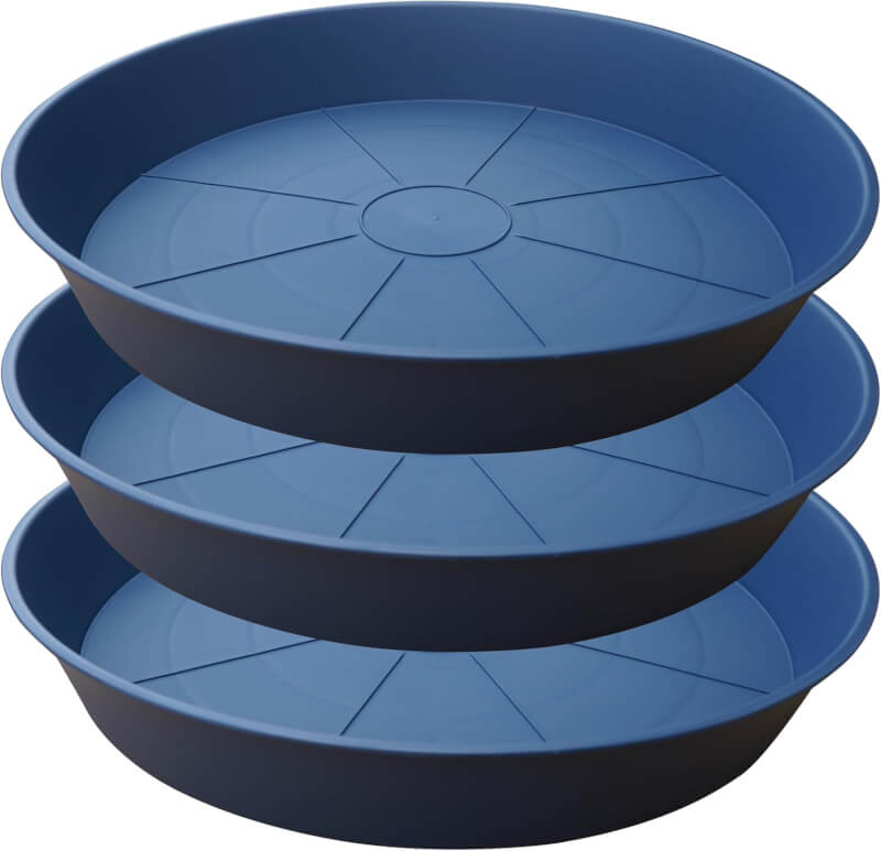 3 Pack of 20 22 inch Plant Saucer (19.2 Inch Base), 3.6 Depth Tray, Large Deep Garden Plastic Flower Planter Plant Trays for Indoors Outdoor Bath Bath (22, Blue)