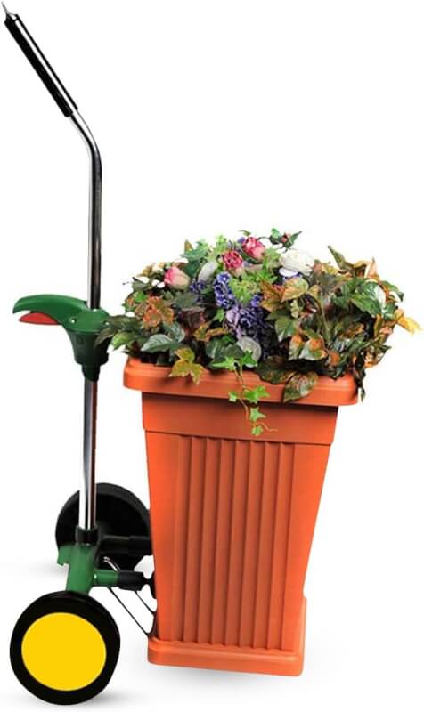 EJWOX Garden Pot Mover with Adjustable Handle - Heavy Duty Plant Dolly Caddy with Sturdy Flat-Free Wheels and Gripping Suction Cups, Max 165 Lbs Weight Capacity