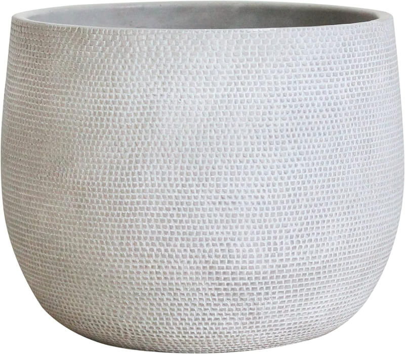 Olly  Rose Barcelona Ceramic Plant Pot Large 10 Inch - Off White Grey Flower Pots - Plant Pots Indoor  Outdoor Planters Extra Large