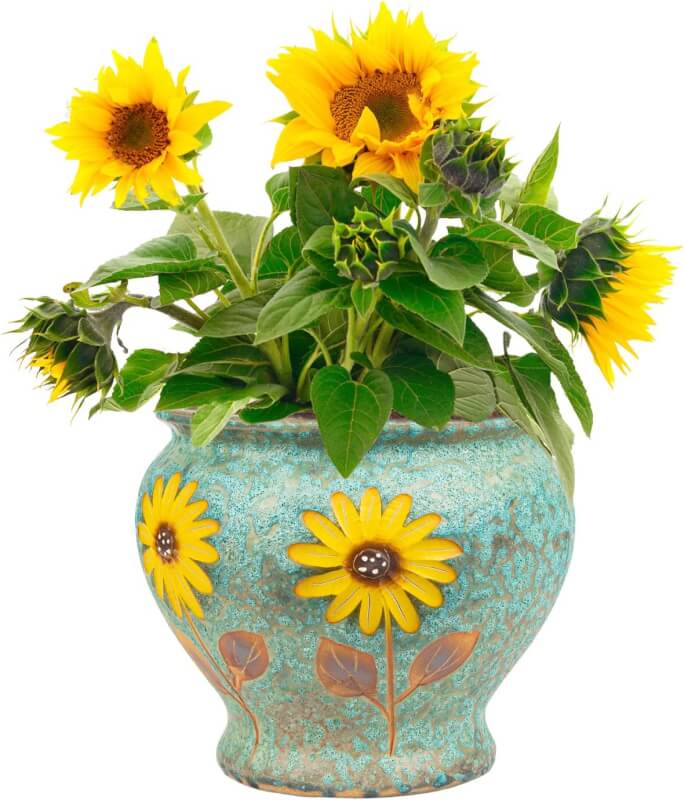 Sungmor Ceramic Hand Painted Succulent Flower Pots, 9 Inch Large Pottery Pots for Indoor Outdoor Plants, Decorative Ceramic Vase for Flower Arrangement Home Decor, Vintage Centerpieces Flowerpot