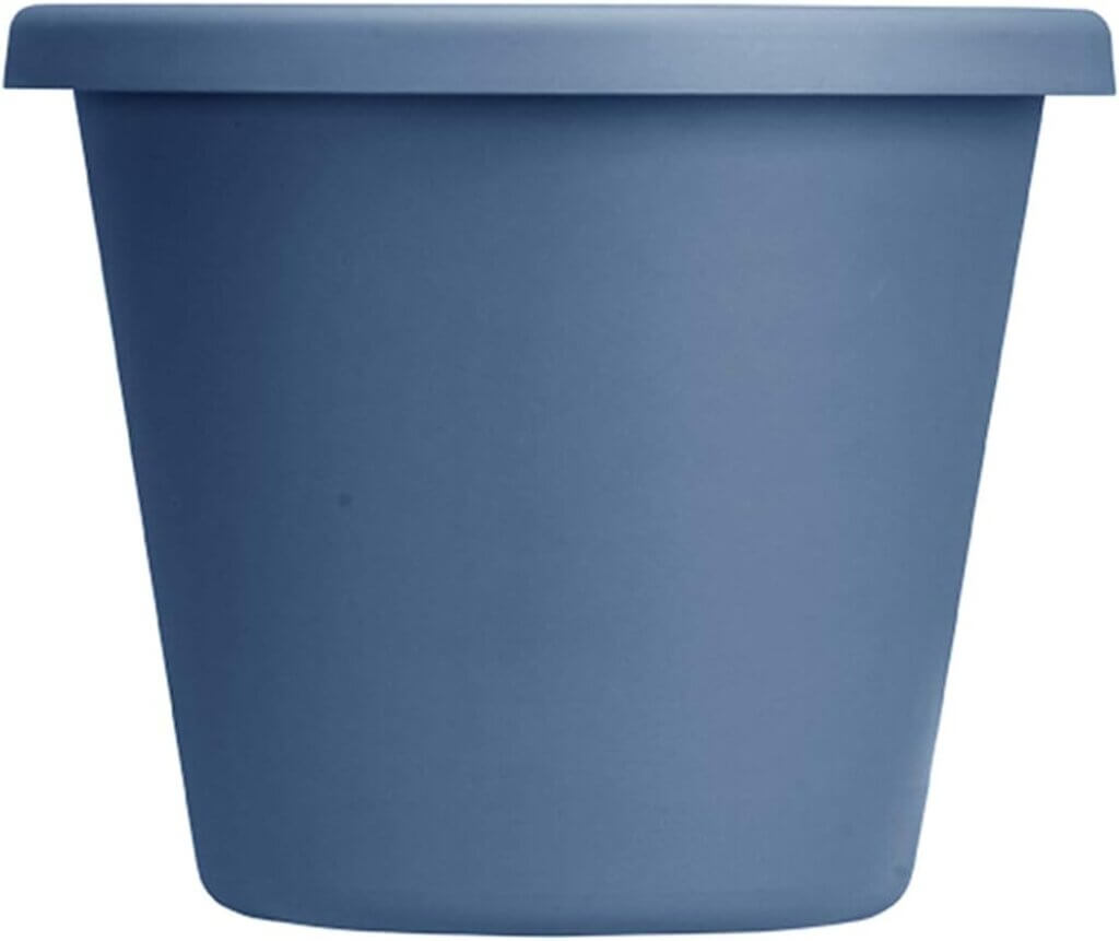 the hc companies 24 inch round classic planter large plastic plant pot for indoor outdoor plants flowers herbs slate blu