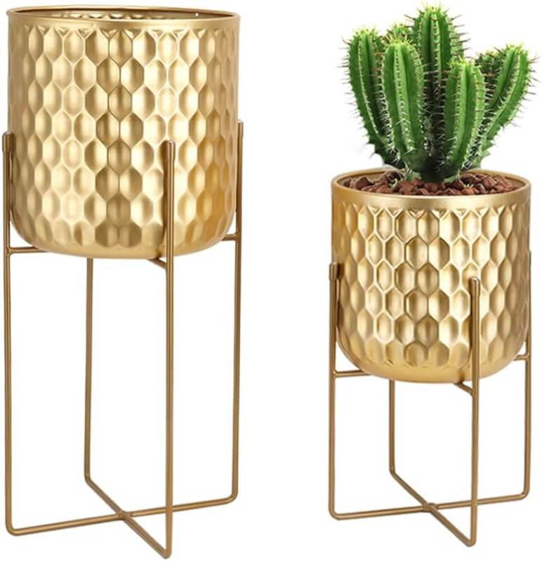 trirocks set of 2 planters with stand indoor otdoor metal plant stand 818 712 modern planters flower pots for living roo