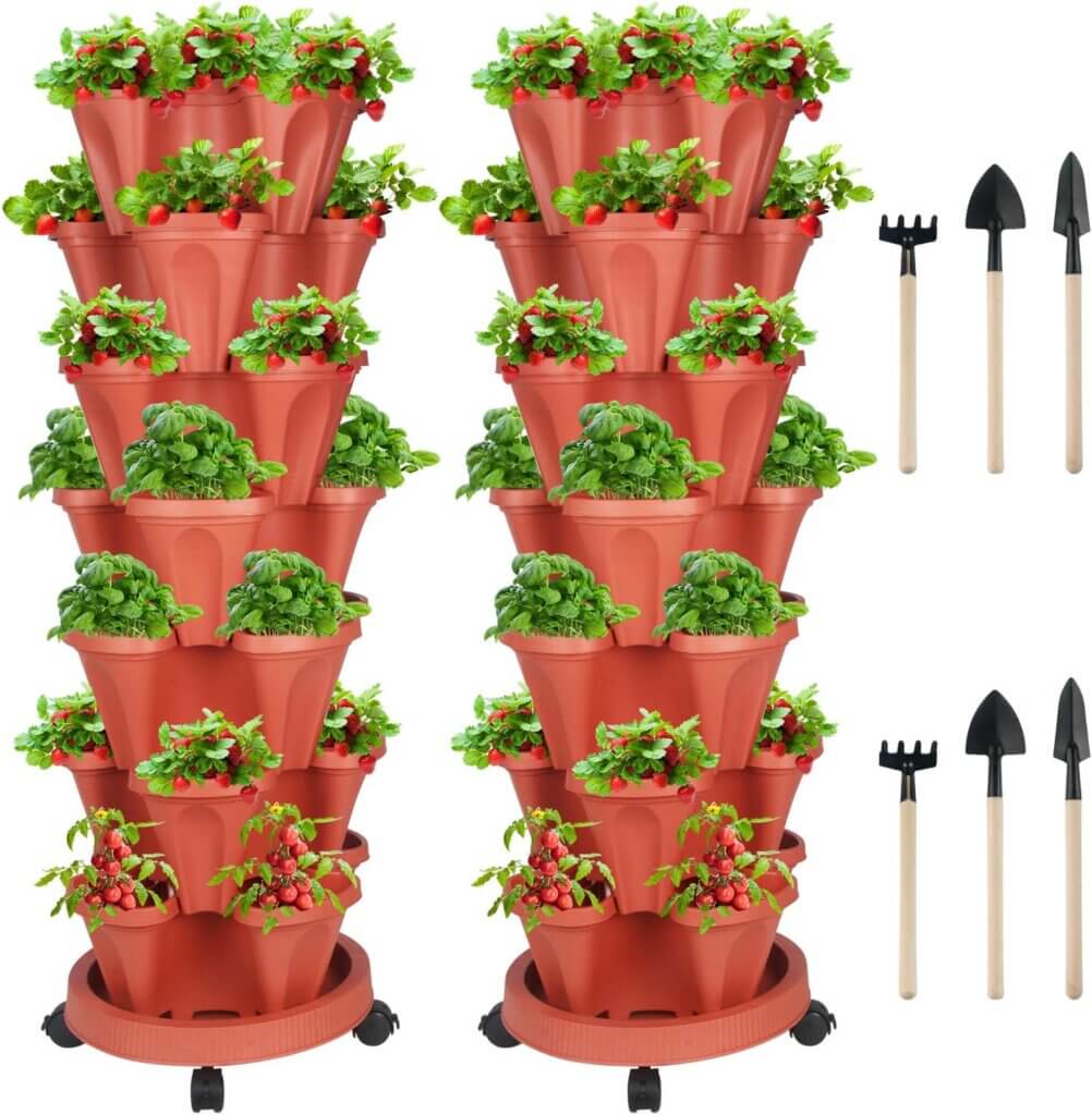 vertical planter 7 tier stackable planters garden planters strawberry herb flower and vegetable planter indoor outdoor g