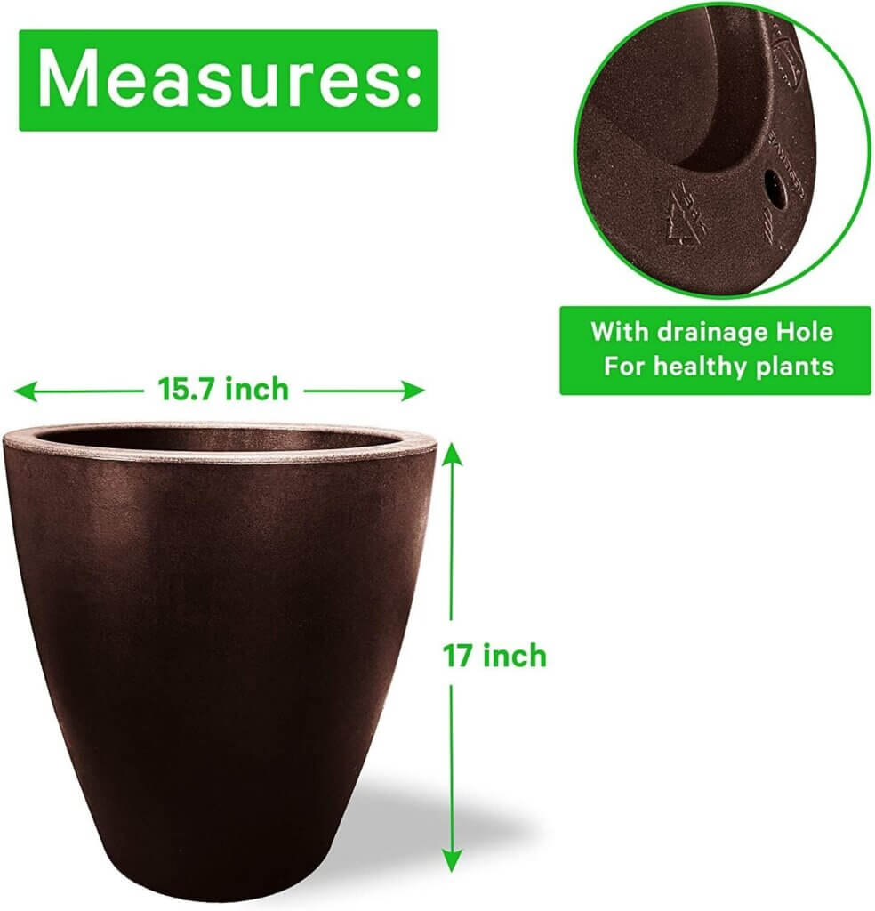 elly decor 17 inch planter for garden with drainage large round lightweight extremely durable deck indooroutdoor plastic 2