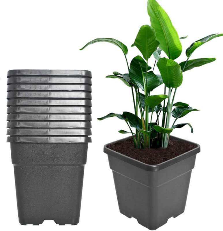 Square Nursery Pots Plant Pots Grow Pots Nursery Container Fit for Planting Soil Plants 0.63 Gallon 10Pcs