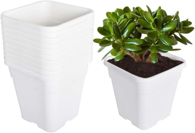 Square Nursery Pots Plant Pots Grow Pots Nursery Container Fit for Planting Soil Plants 0.63 Gallon 10Pcs