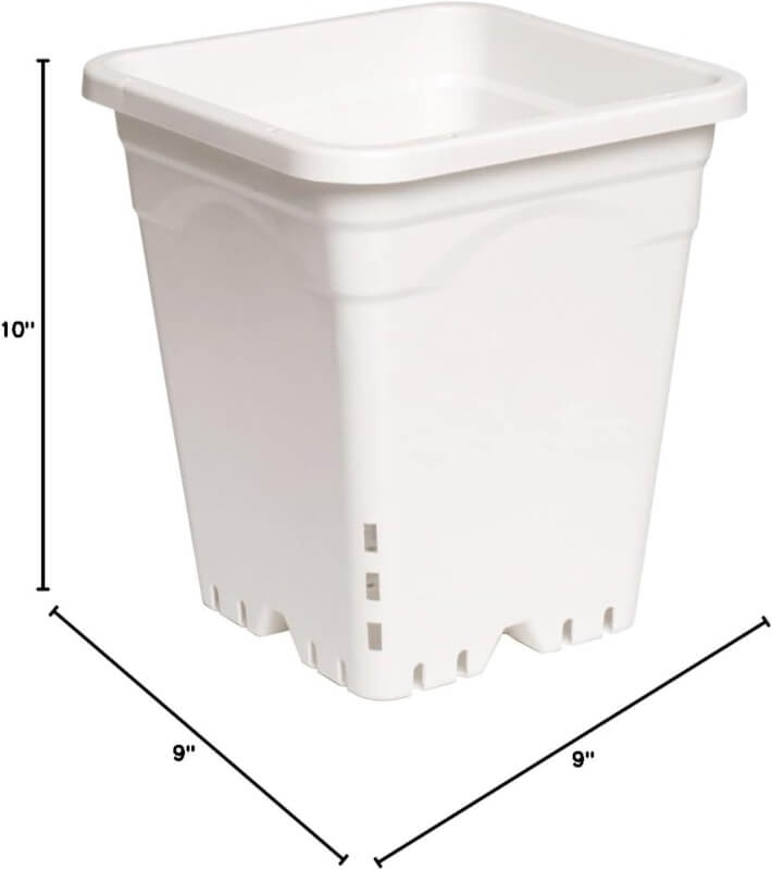 Active Aqua HG9X9SW 9x9 White, 10 Tall, Pack of 24 Square Pot, 9