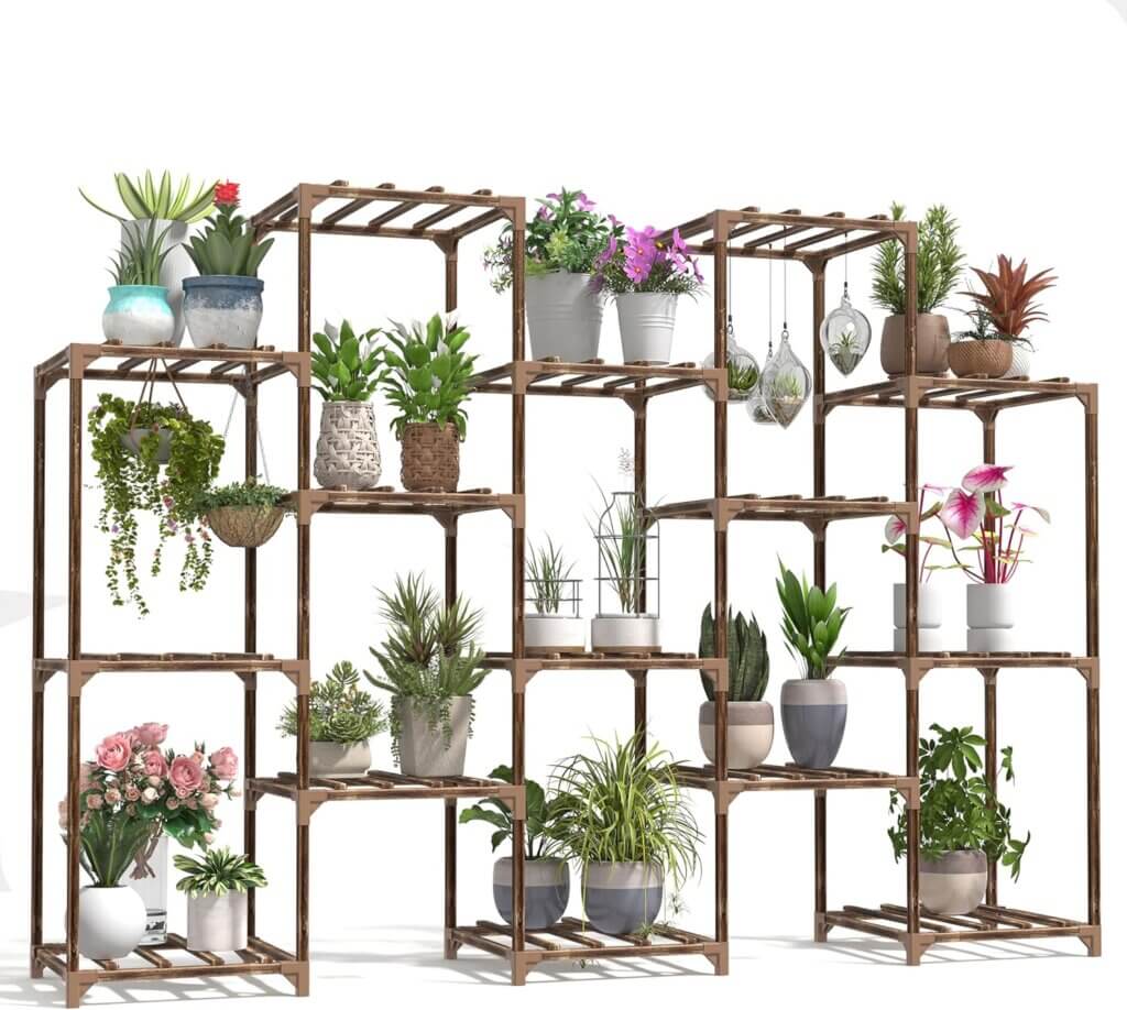 cfmour plant stand indoor outdoor 618 tall 19 tier super large plant shelf multi tiered wood flower shelves wooden rack 1 1