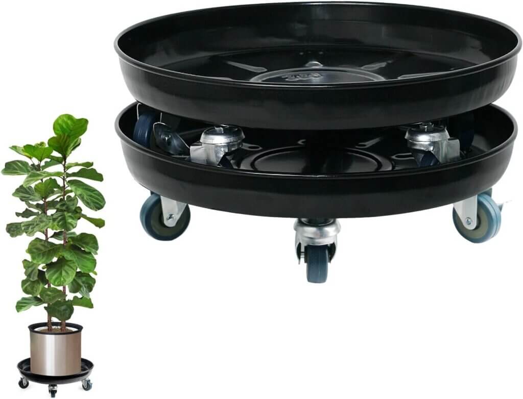 choclaif plant caddy with wheels2 pack black heavy duty plant stand with universal wheelsround pot trolley for indoor ou