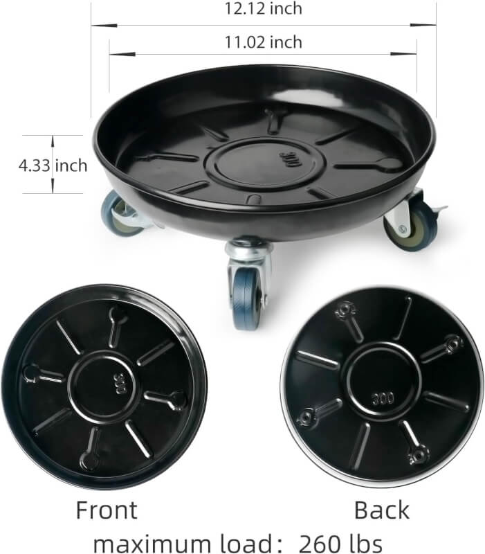 Choclaif Plant Caddy with Wheels,2 Pack Black Heavy Duty Plant Stand with Universal Wheels,Round Pot Trolley for Indoor Outdoor (16)