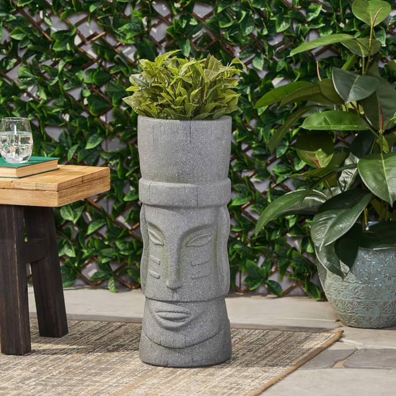 Christopher Knight Home Poulan Outdoor Flower Planter, Stone Gray