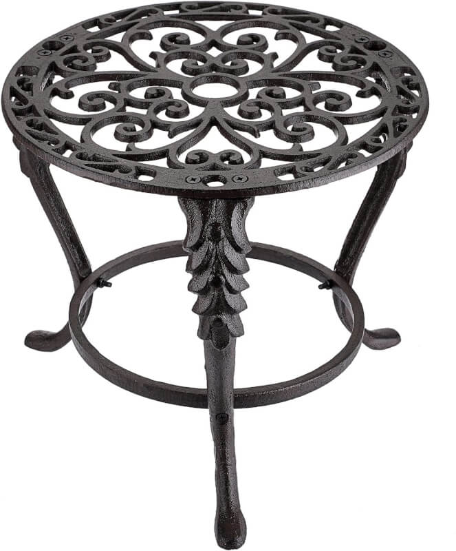 OwnMy Heavy Duty Cast Iron Plant Stand Vintage Iron Flower Pot Holder, Rustic Decorative Round Potted Plant Stand Rack, Indoor Outdoor Metal Plant Holder Garden Plant Stand for Home Garden